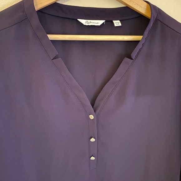 Reitmans v-neck blouse 3/4 length sleeve asymmetrical - Picture 1 of 8